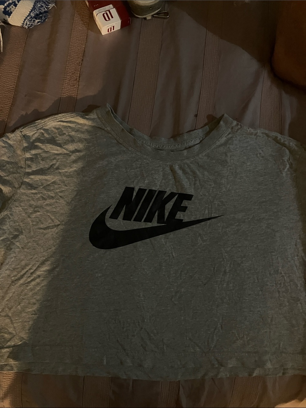 Nike Grey Crop Tee with Black Swoosh